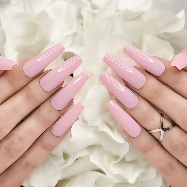 Blush XL Coffin Press-On Nails