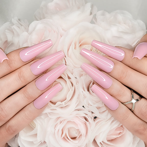 Blush XL Coffin Press-On Nails