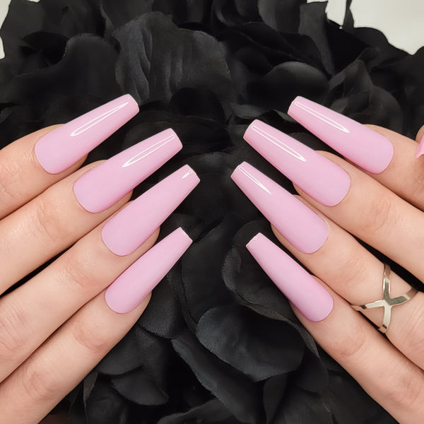 Blush XL Coffin Press-On Nails