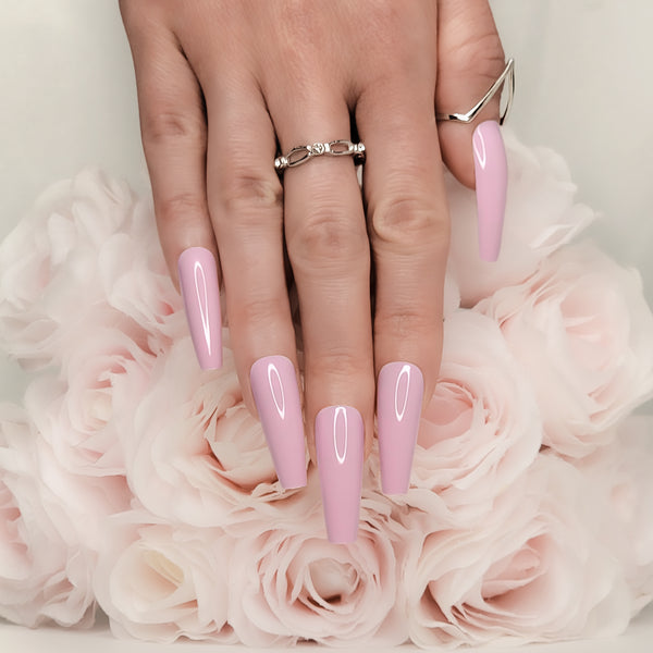 Blush XL Coffin Press-On Nails