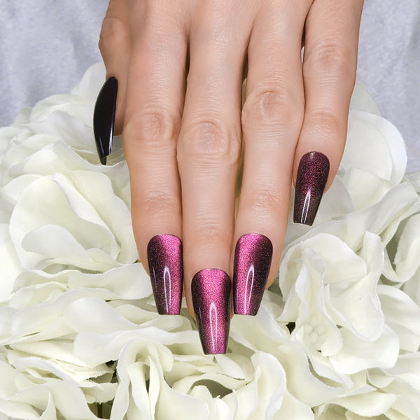 Galaxy Cat Eye Coffin Press-On Nails