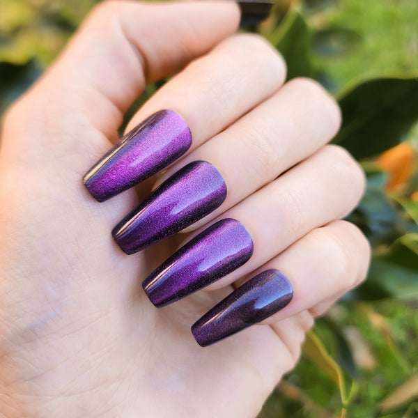 Galaxy Cat Eye Coffin Press-On Nails