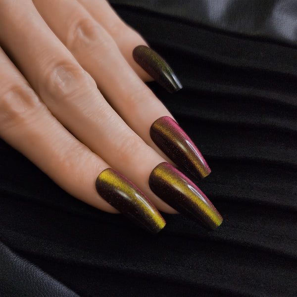 Galaxy Cat Eye Coffin Press-On Nails