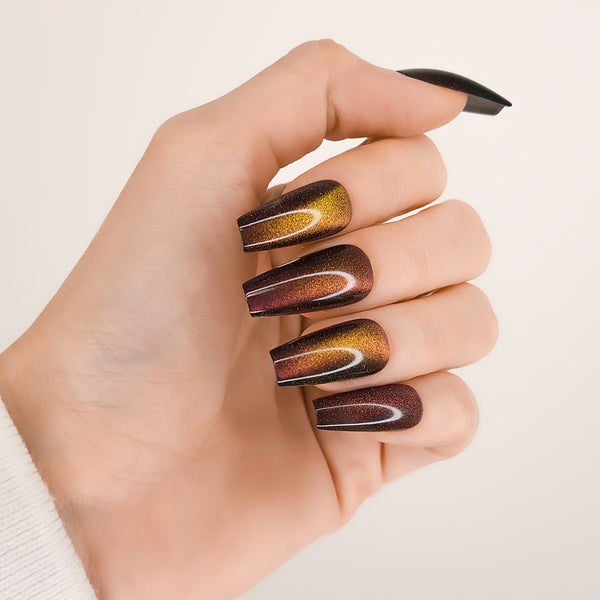 Galaxy Cat Eye Coffin Press-On Nails