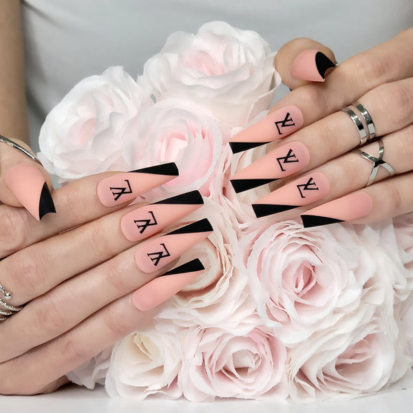 Flamingo French XL Coffin Press-On Nails