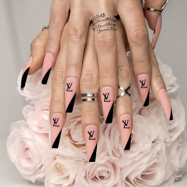 Coffin Louis Vuitton Acrylic Nails