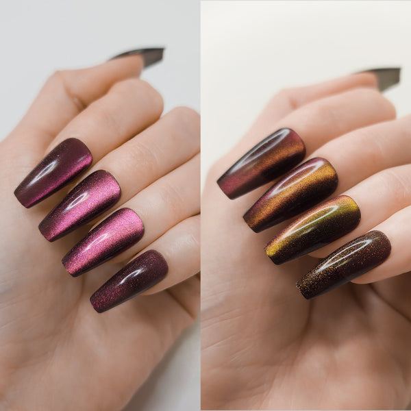 Galaxy Cat Eye Coffin Press-On Nails