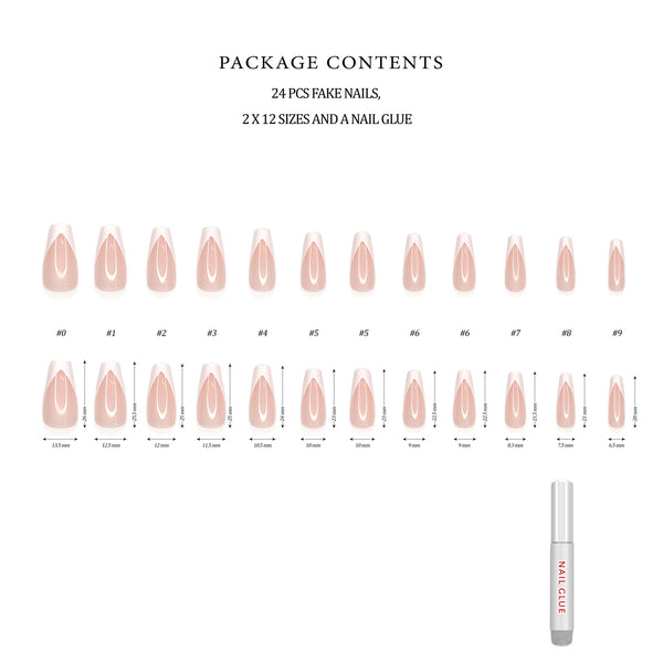 Modern White French Coffin Press-On Nails