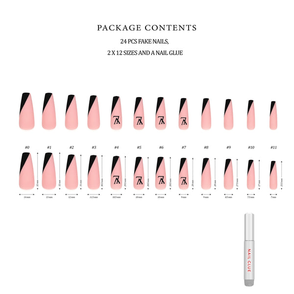 Flamingo French XL Coffin Press-On Nails