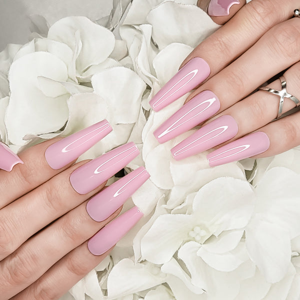 Blush XL Coffin Press-On Nails