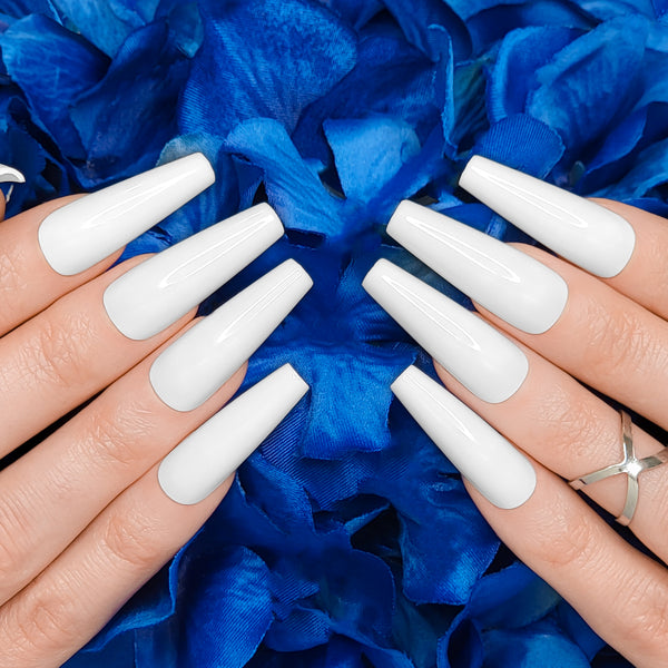 Classic White XL Coffin Press-On Nails