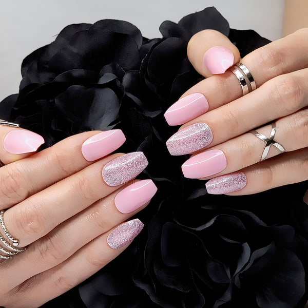 Upgrade Your Style - 24pcs Set Of Short Ballerina Nails With Gradient Pink  Color And Heart Design, Perfect For Daily Wear | SHEIN USA